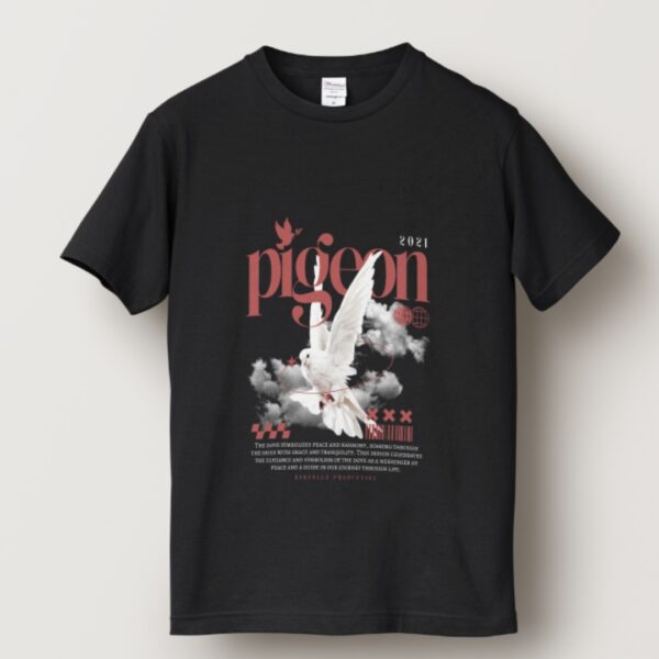 WearAgeX Pigeon Black T Shirt